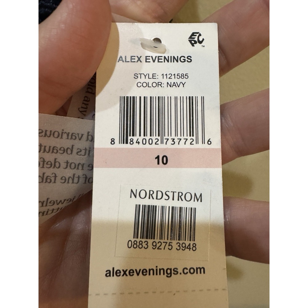 Alex Evenings navy blue gown featuring a lace bodice Size 10 Navy Cowl Back - Picture 11 of 15